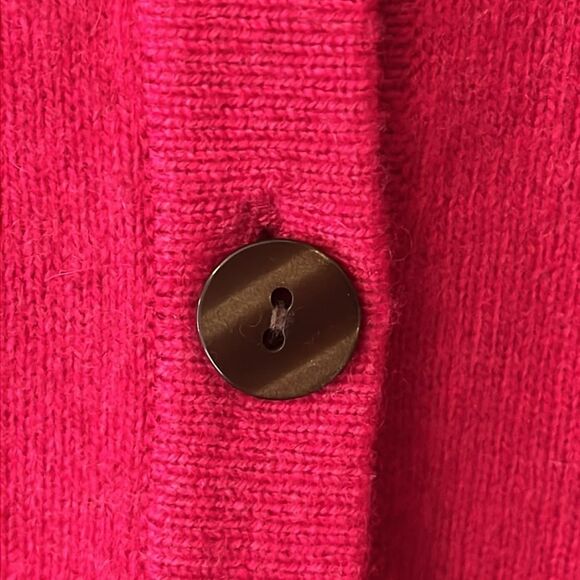 Takashimaya Japan 100% Cashmere Cardigan Sweater Pockets Size Medium Hot Pink - Picture 4 of 16